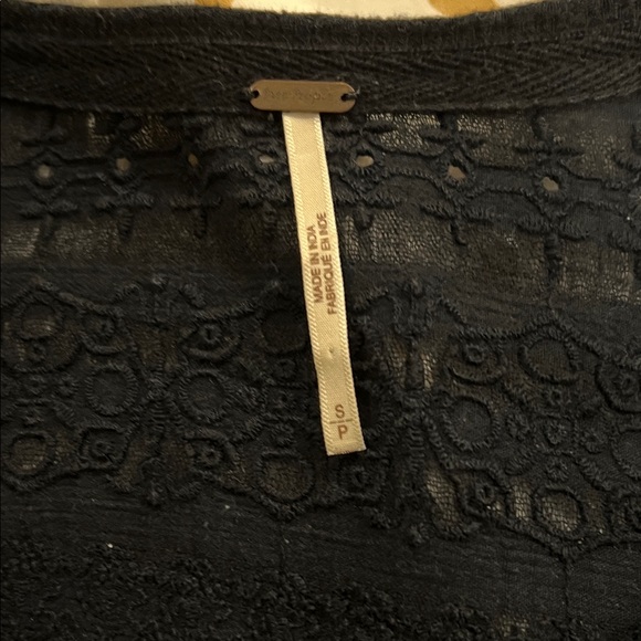 Free People Black Boho lace Blouse - Picture 7 of 7